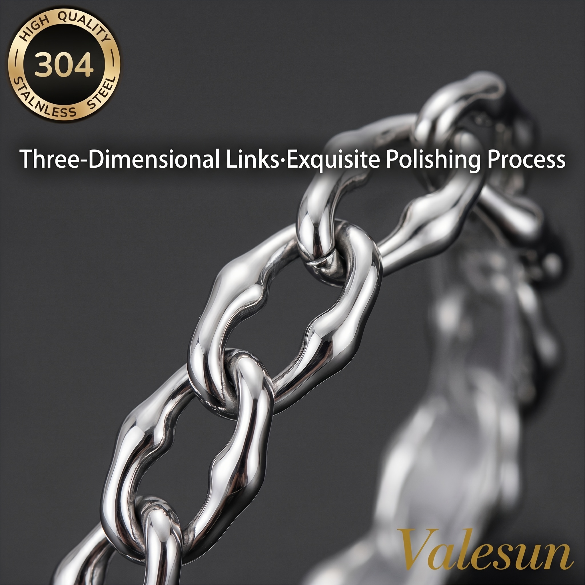 Men's Exquisite Silvery Punk Style 304 Stainless Steel Bracelet